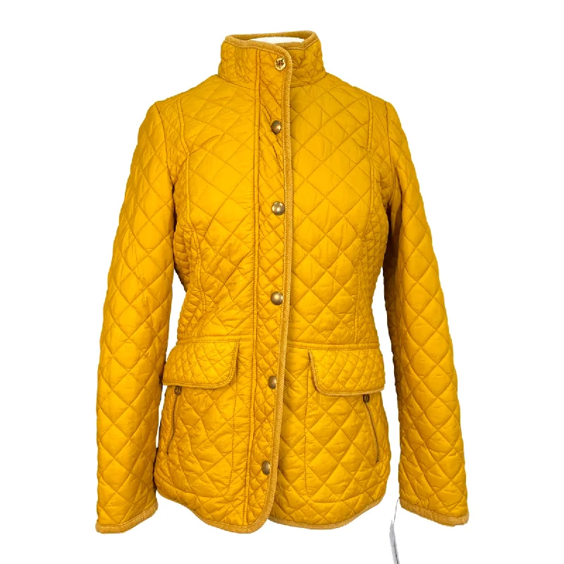 Joules Outlet Newdale Jacket in Mustard - Women's Small (US 6) Ribbed Jacket Pleated Jacket Ruffled Jacket