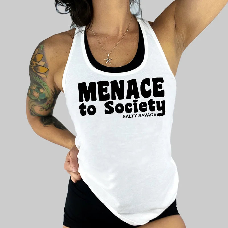 Salty Savage Ladies "Menace to Society" Racerback Tank gym tank top