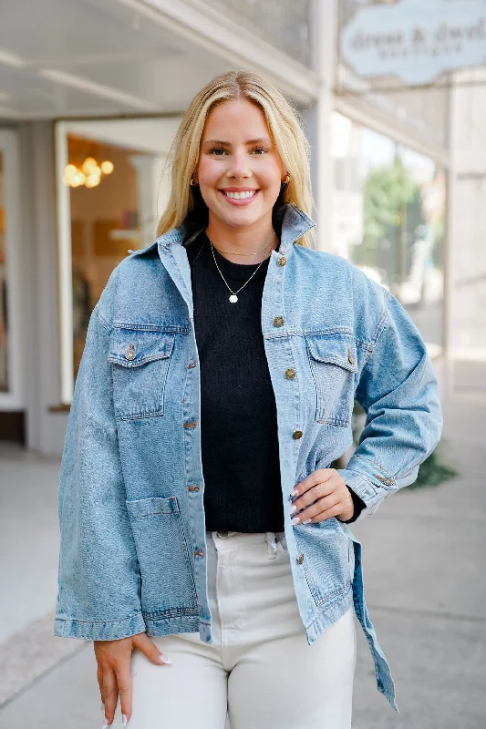 Mae Belted Denim Jacket Embroidered Jacket Appliqued Jacket Beaded Jacket