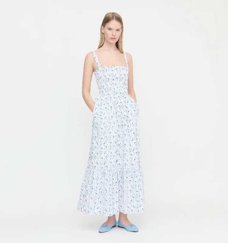 The Anjuli Nap Dress - Blue Vine Stripe