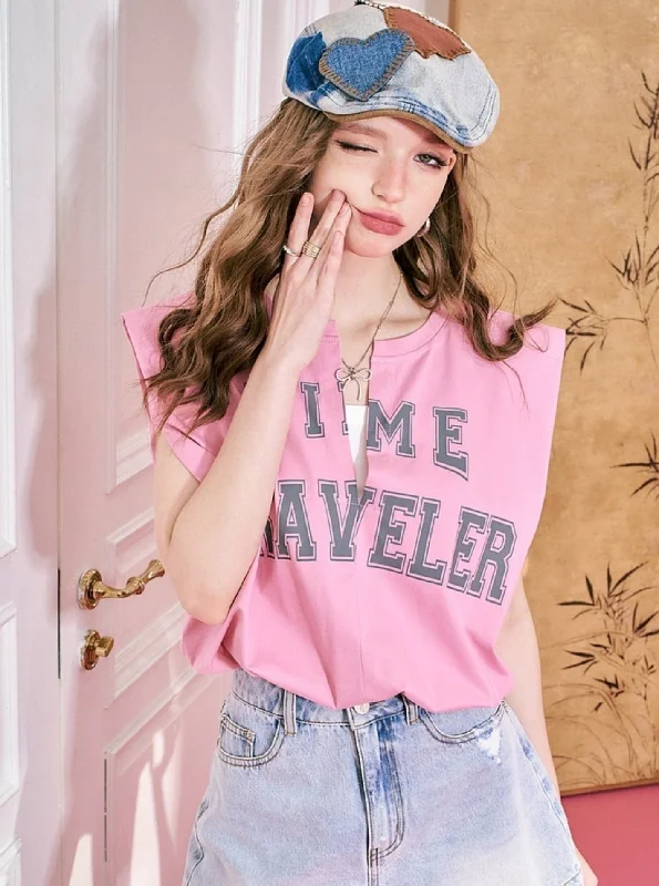 Time Traveler Shoulder Pad Tank Top spandex blend tank