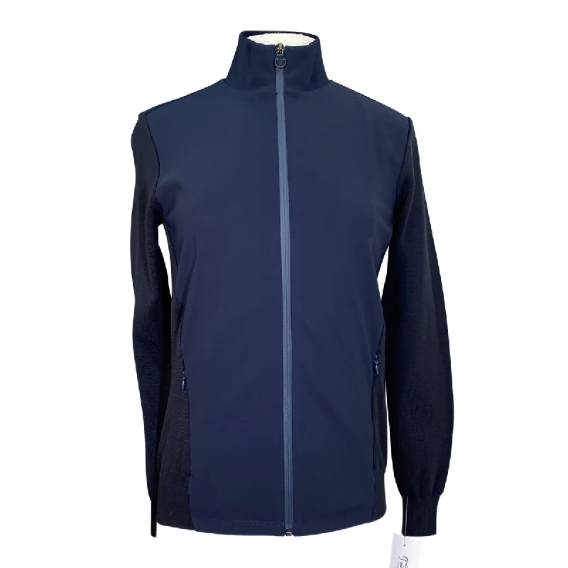 Cavalleria Toscana Full Zip Jacket in Navy - Women's Small Ribbed Jacket Pleated Jacket Ruffled Jacket Cavalleria Toscana Full Zip Jacket in Navy - Women's Small Ribbed Jacket Pleated Jacket Ruffled Jacket