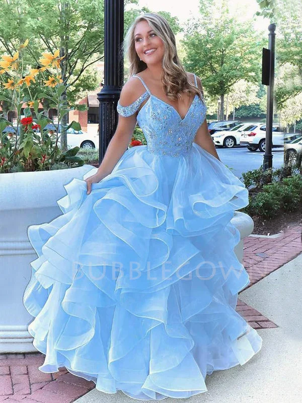 Ball Gown Sky Blue Organza Long Evening Prom Dresses, Cheap Sweet Prom dresses, MR7627 Ball Gown Sky Blue Organza Long Evening Prom Dresses, Cheap Sweet Prom dresses, MR7627