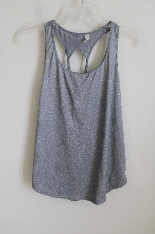 Under Armour Fitted HeatGear Gray Patterned Tank | XS neon tank top