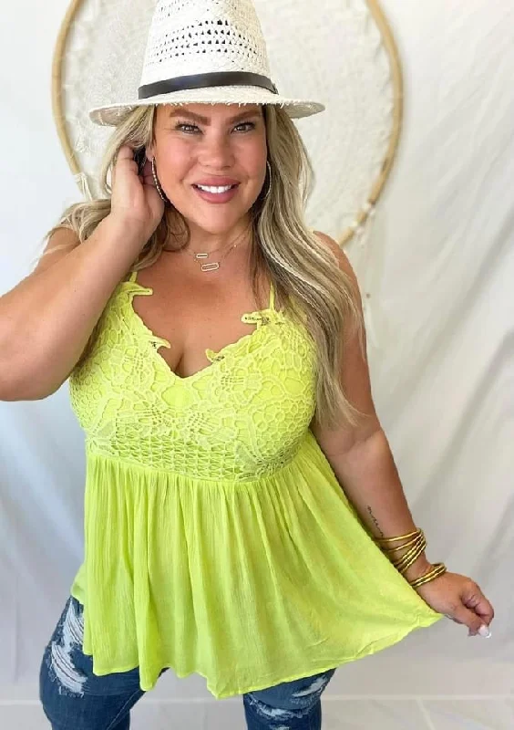 Many Colors - Blakeley Lace Babydoll Swing Tank Top teal tank top
