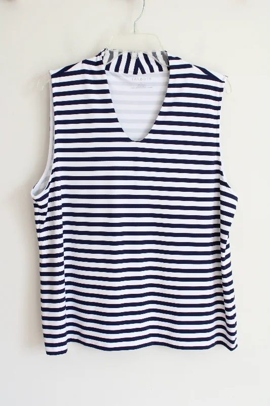 Talbots Navy & White Striped Tank | XL neon tank top