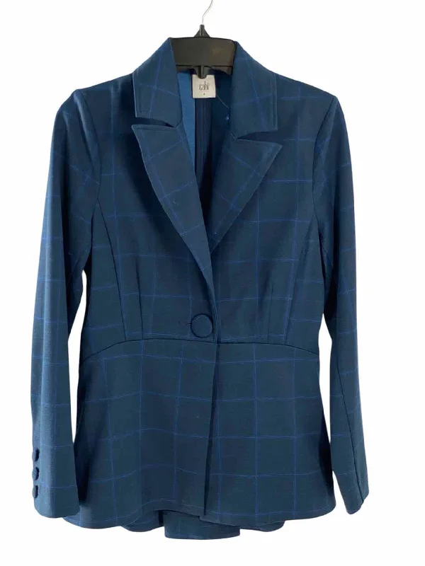 Cabi Size 4 Navy Blue Plaid Jacket Wool Jacket Cashmere Jacket Tweed Jacket