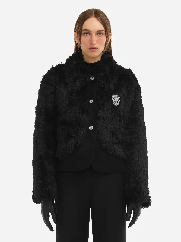 006 - Arch Paneled Fur Jacket Collared Jacket Crew Neck Jacket Turtle Neck Jacket