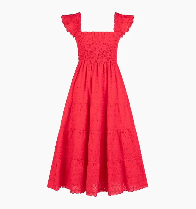 Red Daisy Check Eyelet