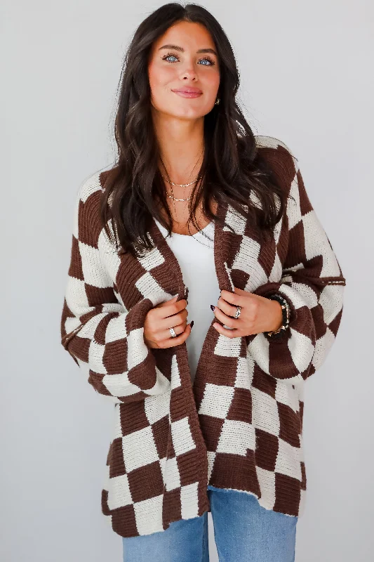 FINAL SALE - Marvelously Cozy Checkered Sweater Cardigan Elegant Classic Vintage
