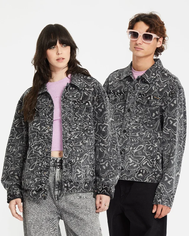 Filip Rygalski Denim Jacket - BLACK PRINT Mesh Jacket Canvas Jacket Denim Jacket