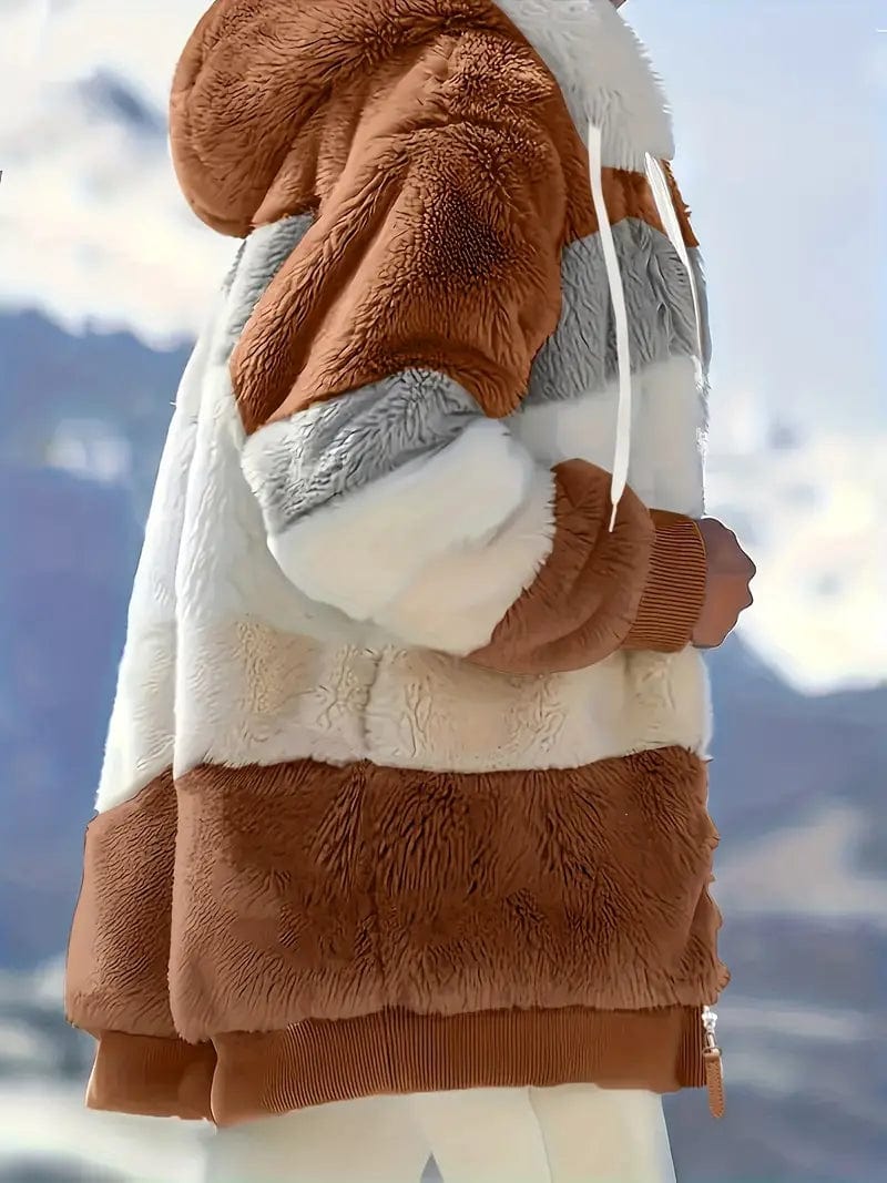 Longline Hooded Fleece Cardigan Handmade Hand-knitted Hand-woven