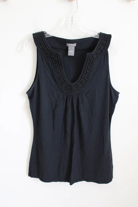 Ann Taylor Black Beaded Tank | M vibrant tank top