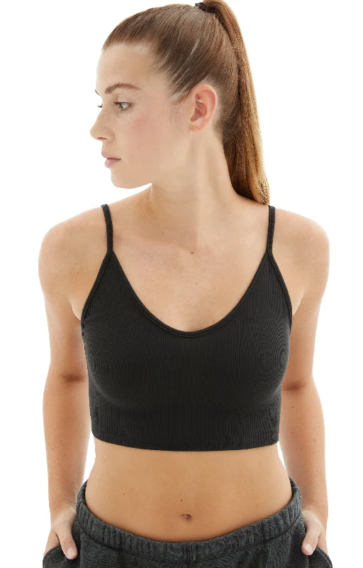 Strappy Crop Tank (Vintage Black) relaxed fit tank