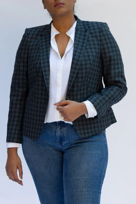 Green Plaid Jacket in Cotton Nylon Jacket Polyester Jacket Spandex Jacket