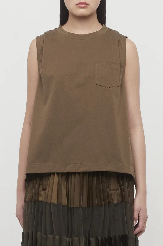 Sacai Cotton Jersey Tank Top in Olive lace tank top
