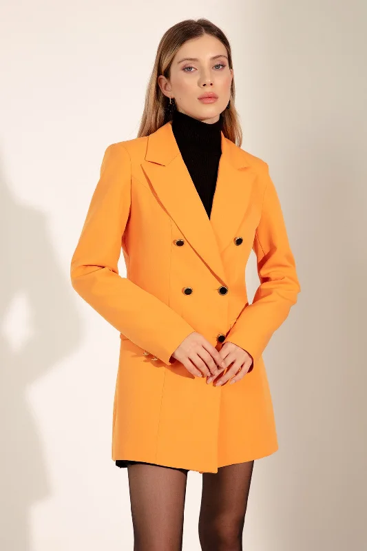 Female Gold Button Blazer Jacket V-Neck Jacket Boat Neck Jacket Square Neck Jacket