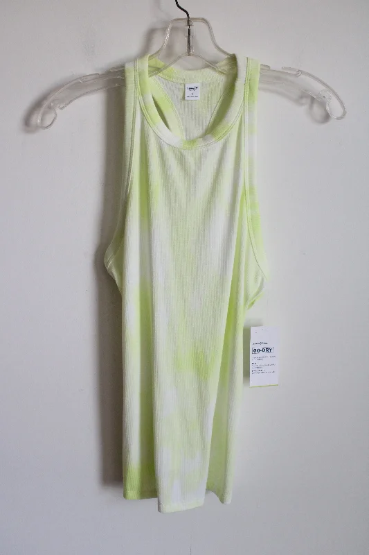 NEW Old Navy Active Yellow White Tie-Dye Ribbed Tank | S turquoise tank top
