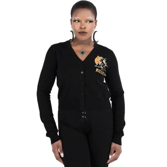 Witch Queen Long Sleeve Cardigan | Black Button Down Cardigan Knitwear Sweater