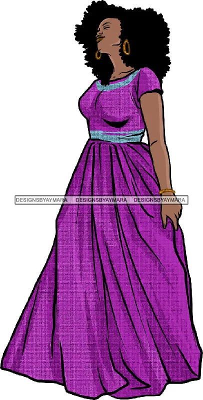 Afro Beautiful Woman Fashion Female Girl Model Dress Goddess Diva Classy Lady .SVG Cut Files For Silhouette Cricut and More!