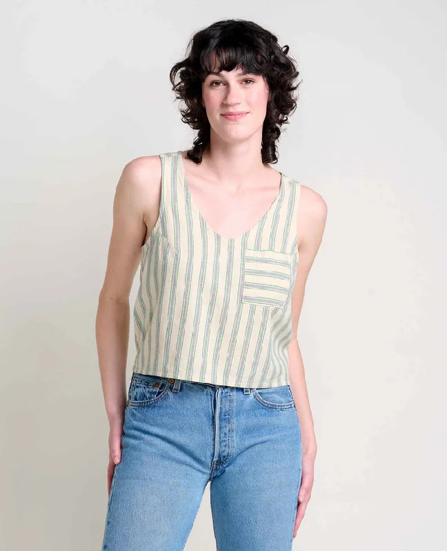 Toad & Co Women's TAJ Hemp Button Tank II sheer tank top