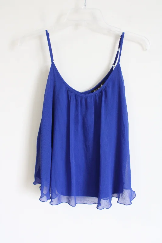 Express Flowy Blue Tank | S Petite lounge tank top