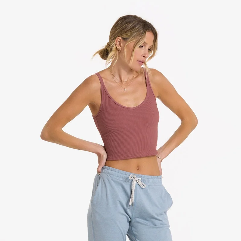 VUORI Women's Rib Crop Tank Rosewood soft tank top