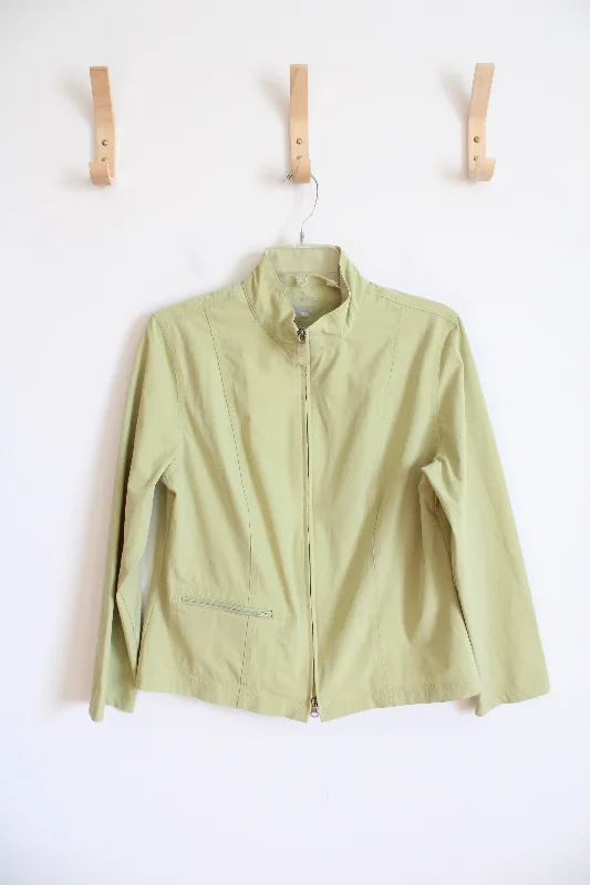 Zenergy By Chico's Lightweight Green Jacket | 1 (M) Rayon Jacket Velvet Jacket Corduroy Jacket