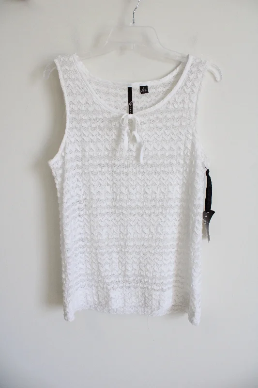 NEW Skye's The Limit White Textured Tied Tank | M grey tank top