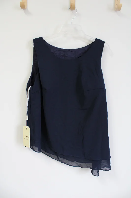 NEW Jaeden Navy Blue Chiffon Tank | 2XL halter tank top