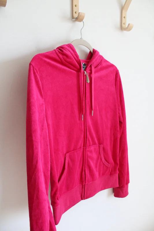 NEW White Mark Fuchsia Velour Zip Up Jacket | M Stand-Up Collar Roll-Neck Collar Turtle Neck NEW White Mark Fuchsia Velour Zip Up Jacket | M Stand-Up Collar Roll-Neck Collar Turtle Neck