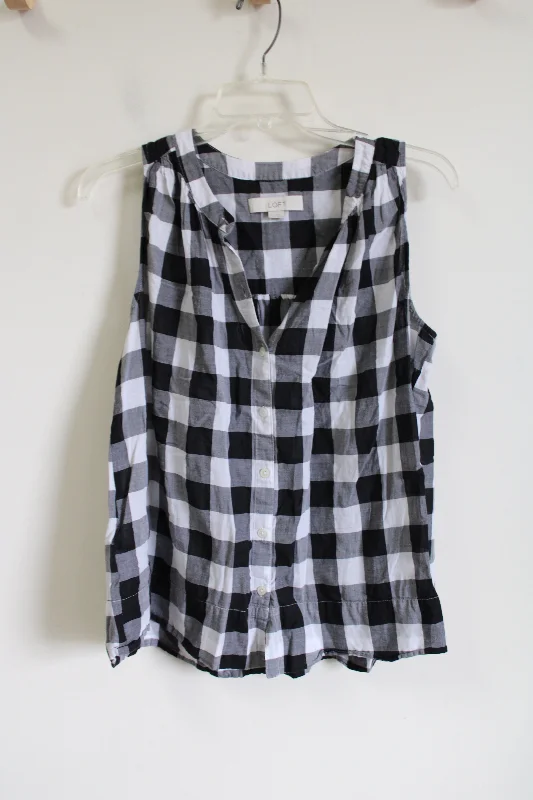 LOFT Black & White Gingham Tank | S print tank top