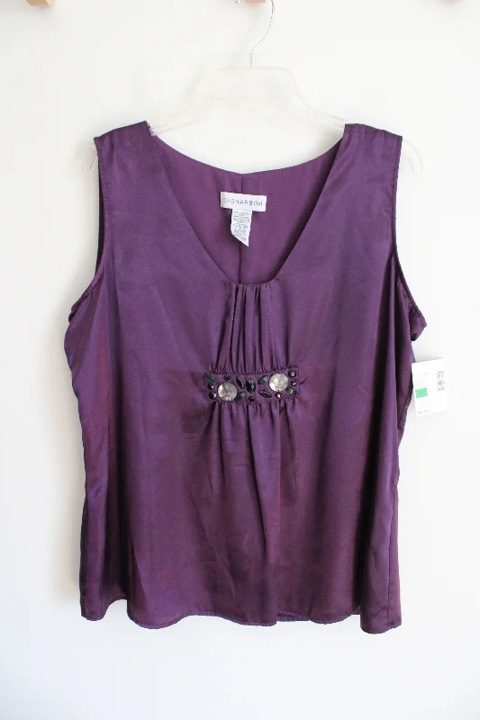 Sah Harbor Eggplant Purple Satin Tank | L cropped tank top