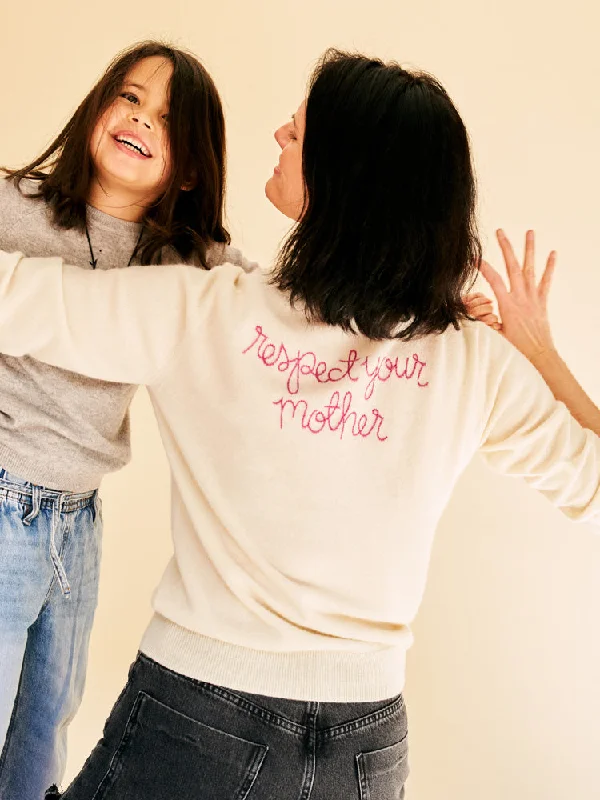 "respect your mother" Cardigan Notch Collar Peter Pan Collar Cowl Neck