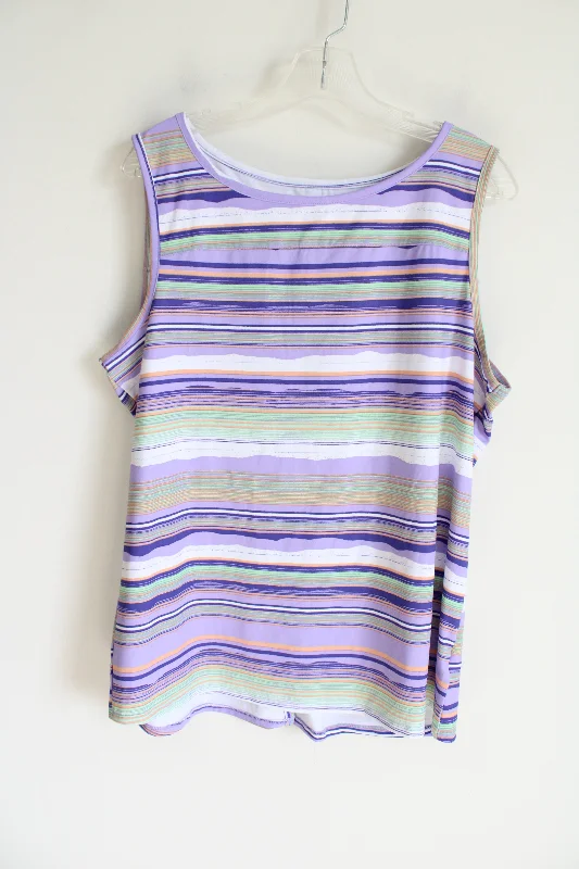 Columbia Sportswear Purple Striped Stretch Tank | XL strappy tank top