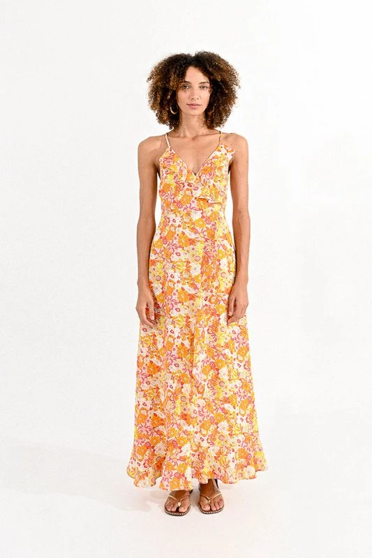 Final Sale- Pink Millie Printed Tank Maxi crossback tank top