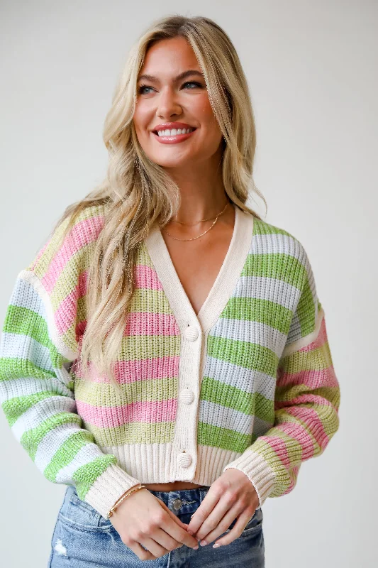 FINAL SALE - Remarkably Cute Striped Color Block Knit Cardigan Chenille Brocade Lace FINAL SALE - Remarkably Cute Striped Color Block Knit Cardigan Chenille Brocade Lace