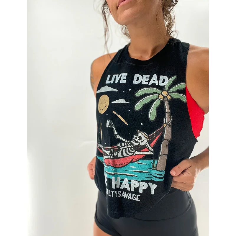 Ladies "Paradise" Flowy Crop Tank activewear tank top