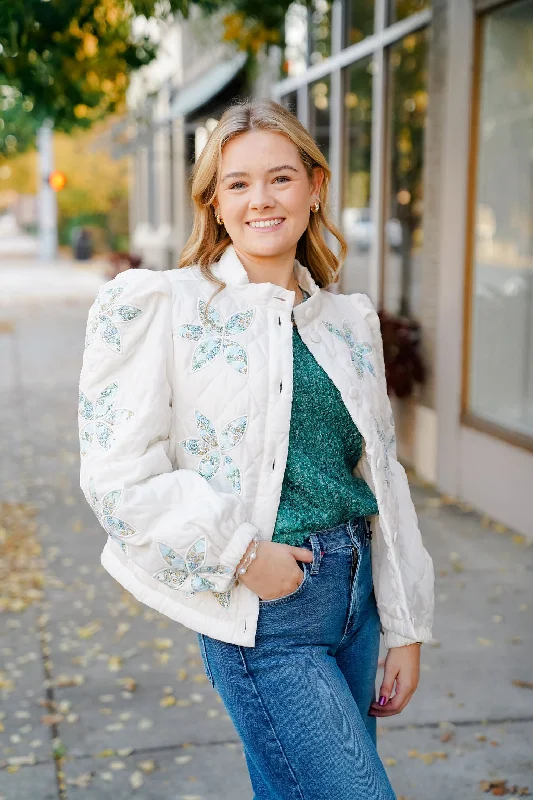 Martha Quilted Floral Jacket Wool Jacket Cashmere Jacket Tweed Jacket