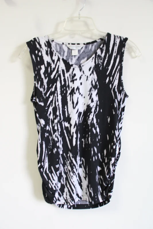 Christopher & Banks Black & White Cinched Sides Tank | S Petite layering tank top