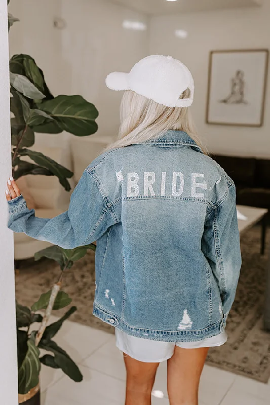 Bride Distressed Denim Jacket Cardigan Sweater Pullover