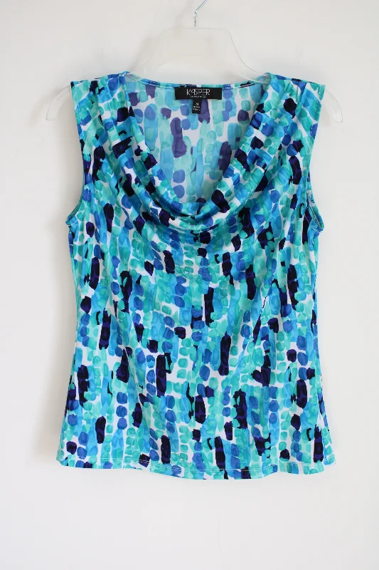 Kasper Separates Blue Patterned Tank | M mint tank top