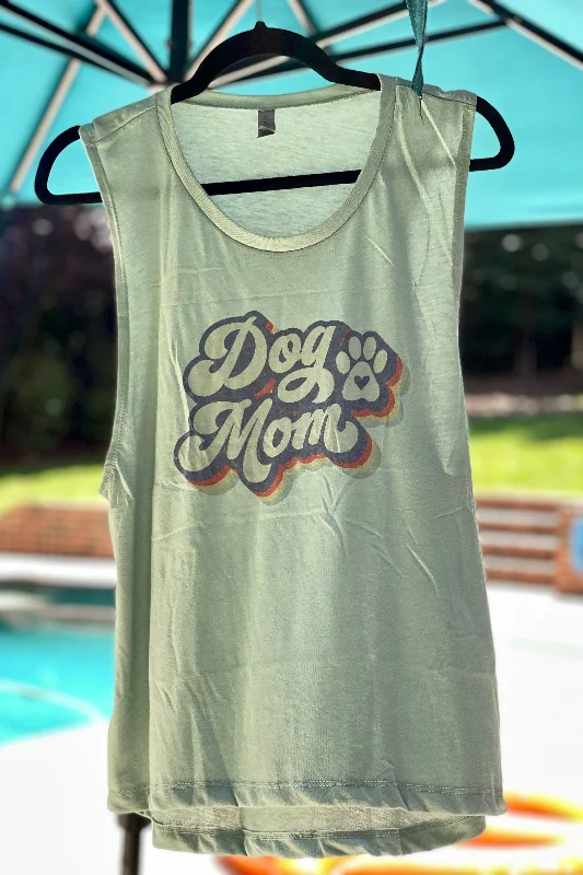 Vintage Style Dog Mom Muscle Tank Top bronze tank top