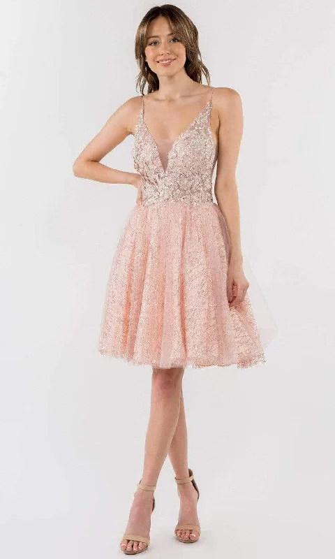 Elizabeth K - GS1979 Spaghetti Strap Applique A-Line Dress