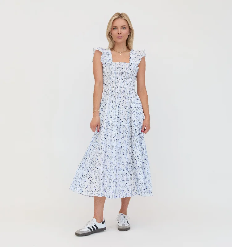 The Ellie Nap Dress - Blue Vine Stripe
