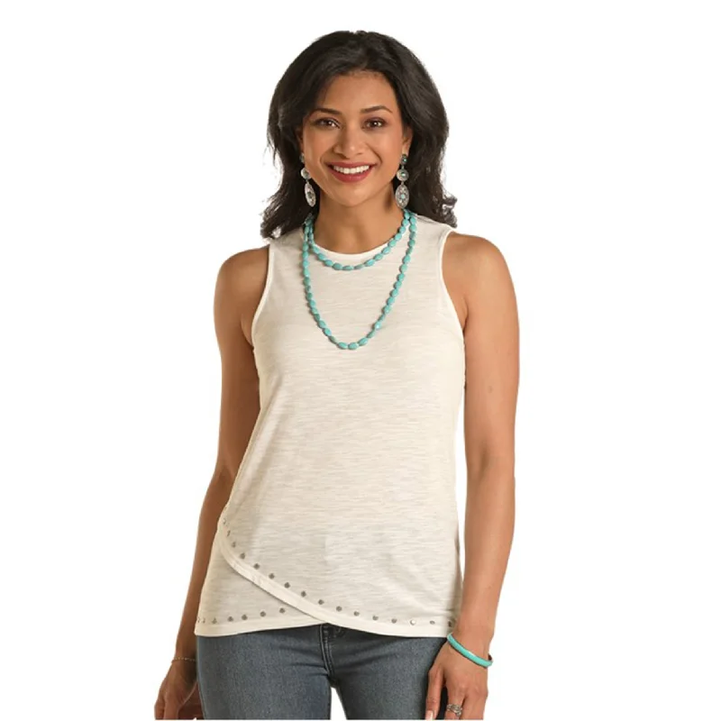 Panhandle Women's White Tulip Hem Tank trendy tank top