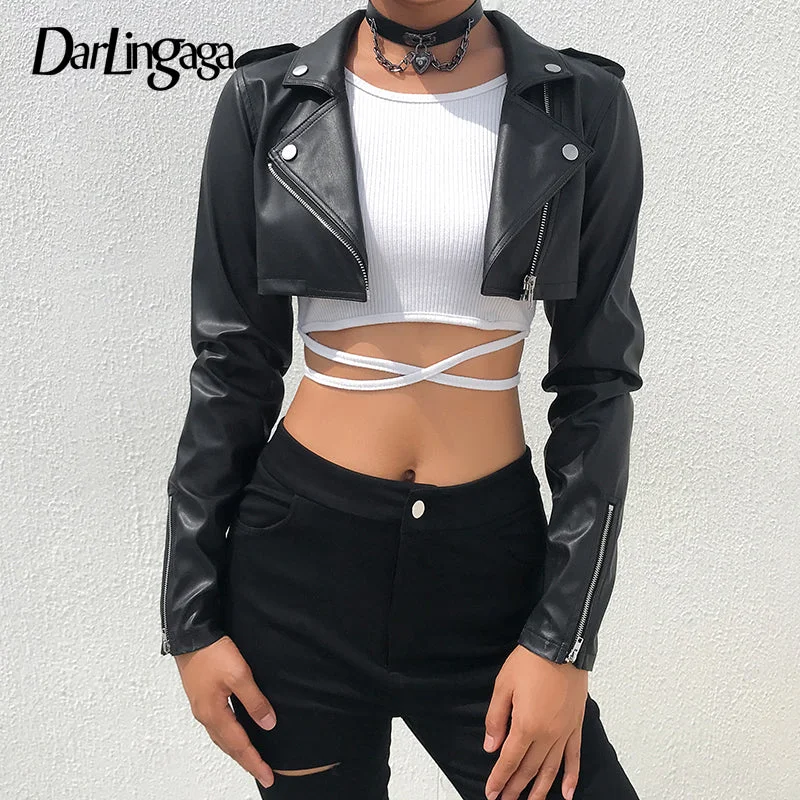 Crop Top Jacket Zippered Front Buttoned Front Snap Front