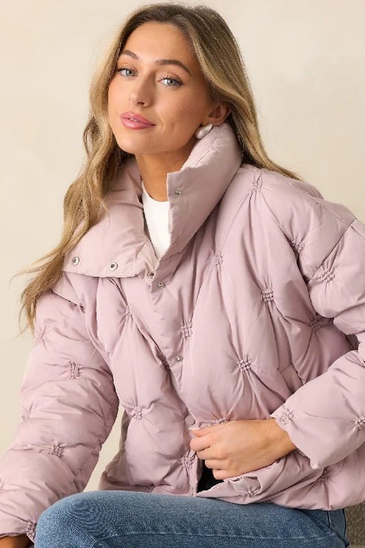 Forever Mine Mauve Mist Tufted Puffer Jacket Anorak Shell Jacket Lightweight Jacket
