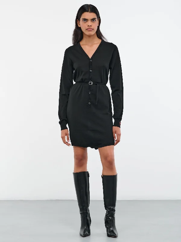 Cardigan Dress (231-830-52003-0099-BLACK) Layered Multi-layer Single Layer