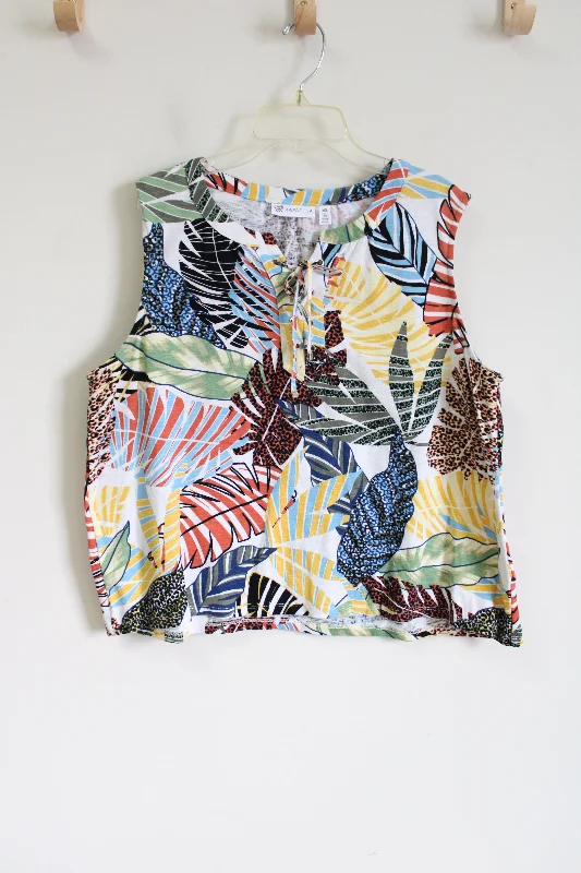 Rafaella Tropical Cotton Tank | L vintage tank top